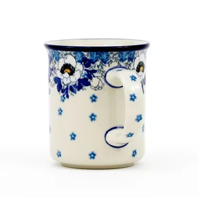Kubek ceramiczny 236 0,3l <br> 2222X Biało-niebieskie anemony Bolesławiec